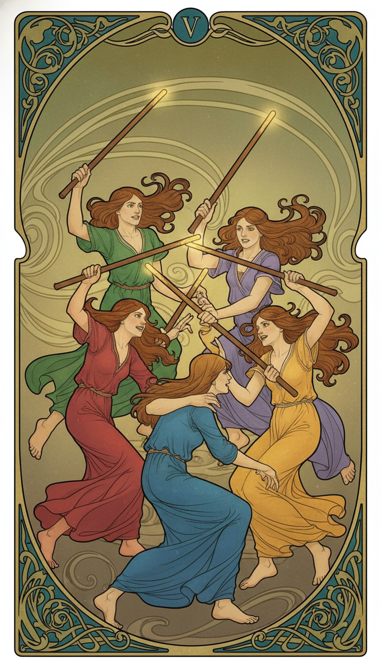 Five of Wands tarot card